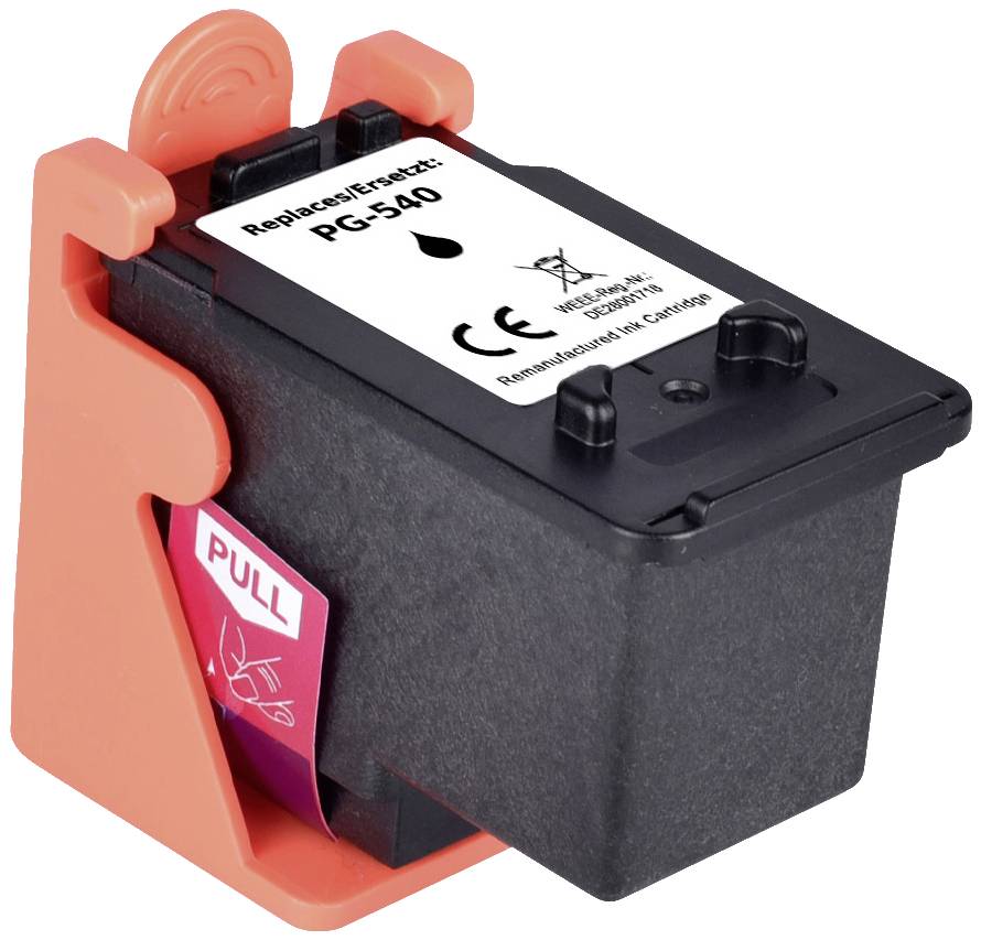 Printer cartridge PG-540 in an orange holder. Incompatible with Canon PIXMA, according to the label 'Replacement for Canon'.