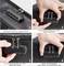 Steps to Change the Suitcase Combination: 1) Set the standard code, 2) Press the button, 3) Rotate to the desired code, 4) New code saved.