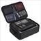 An open organiser with multiple compartments displays passports, credit cards, and various documents. Ideal for travelling.