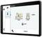 Navigation screen shows settings for motorhomes, with illustrations and dimensions of a motorhome and a vehicle.