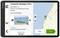 Navigation device shows 'Campsite Spiaggia d'Oro' with address in Italy and telephone number. Map on the right, options to save or start driving.