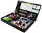 Electronic learning kit with open circuits, wires, and control panel, used for training in electronics.