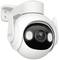 A surveillance camera with a rotating lens and modern design, mounted on a wall bracket, suitable for indoor or outdoor monitoring.