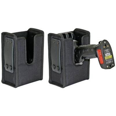 'Black tool holder with tab, left side empty, right side with inserted power tool.'