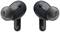 Two wireless earbuds in black with left and right markings.