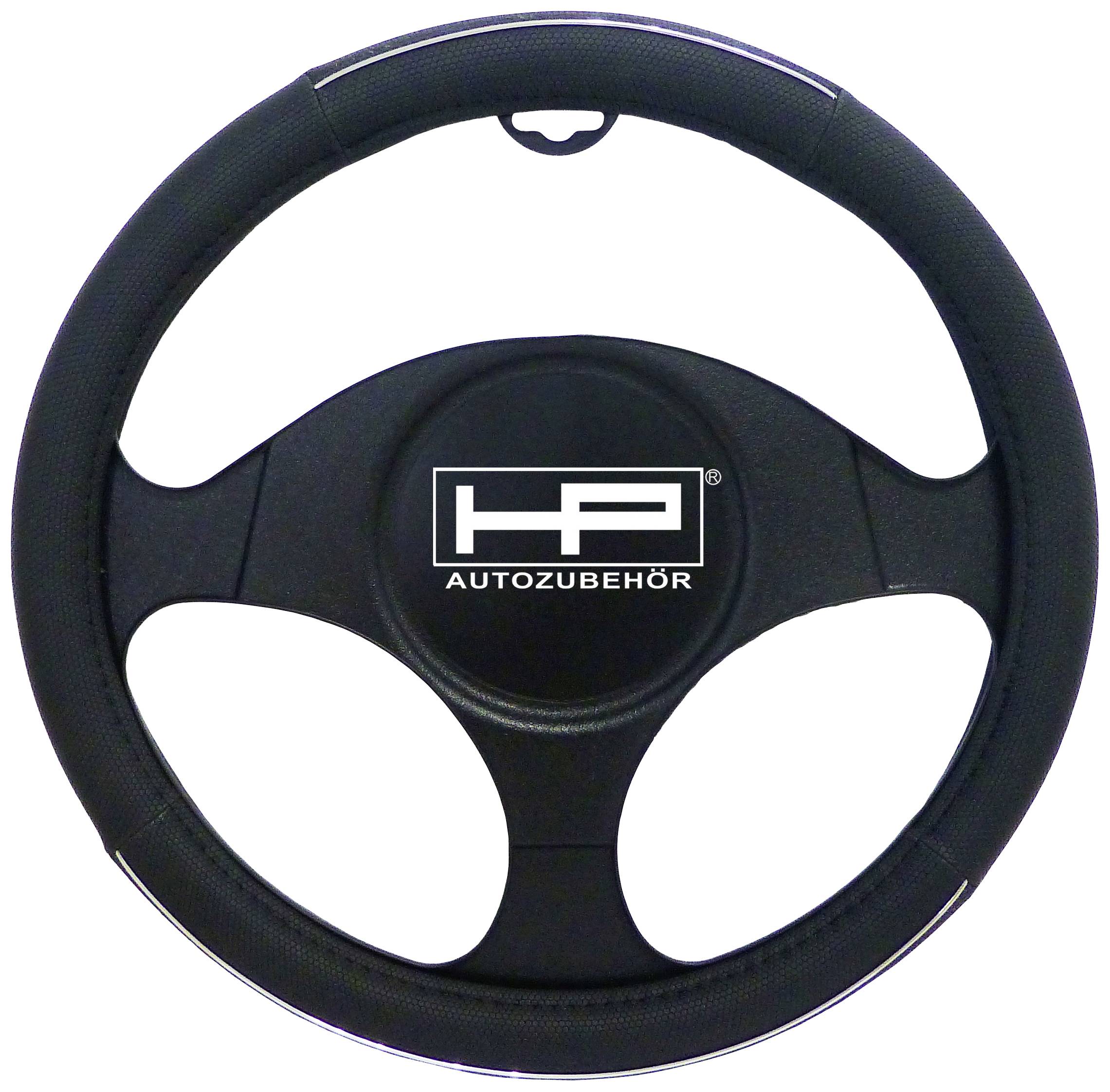 HP Autozubehoer Steering wheel cover (Ø x H) 39 cm x 4 cm Polyurethane (PU) Black, Carbon 37 - 39 cm