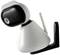 White surveillance camera with a black lens, mounted on a black bracket, with a visible antenna.