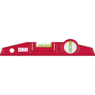 Red spirit level with two vials, marked with 'BMI' logo on the side.
