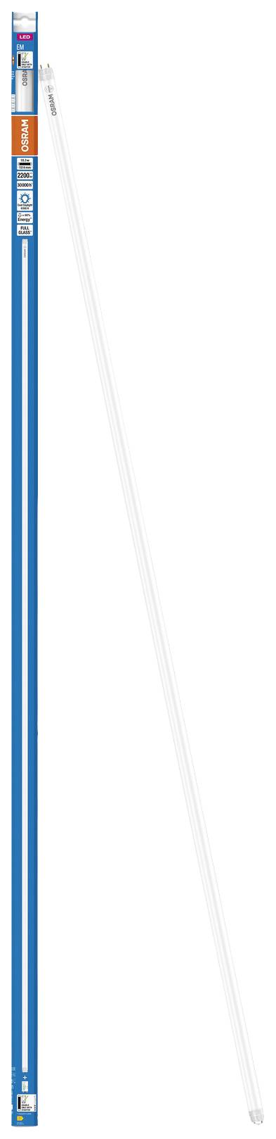 Long, thin white tube, packaged in a blue box with an orange inscription 'NEON BRIGHT'.