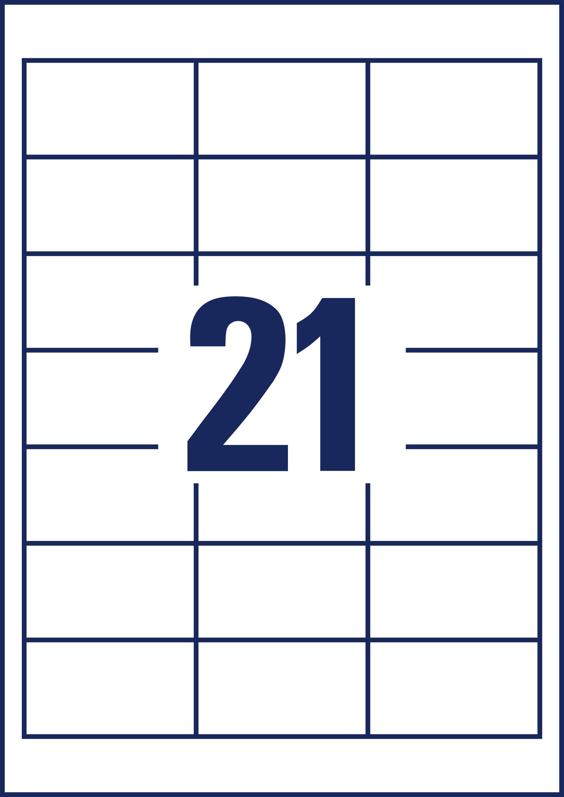 Number '21' in large, dark lettering centred on a background of white rectangles with blue lines.