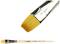 'Flat paintbrush with synthetic bristles and wooden handle, suitable for precise painting.'