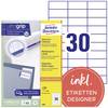 Avery-Zweckform 3489 All-purpose labels 70 x 29.7 mm Paper White 3000 pc(s) Permanent adhesive Laser, colour, Laser printer