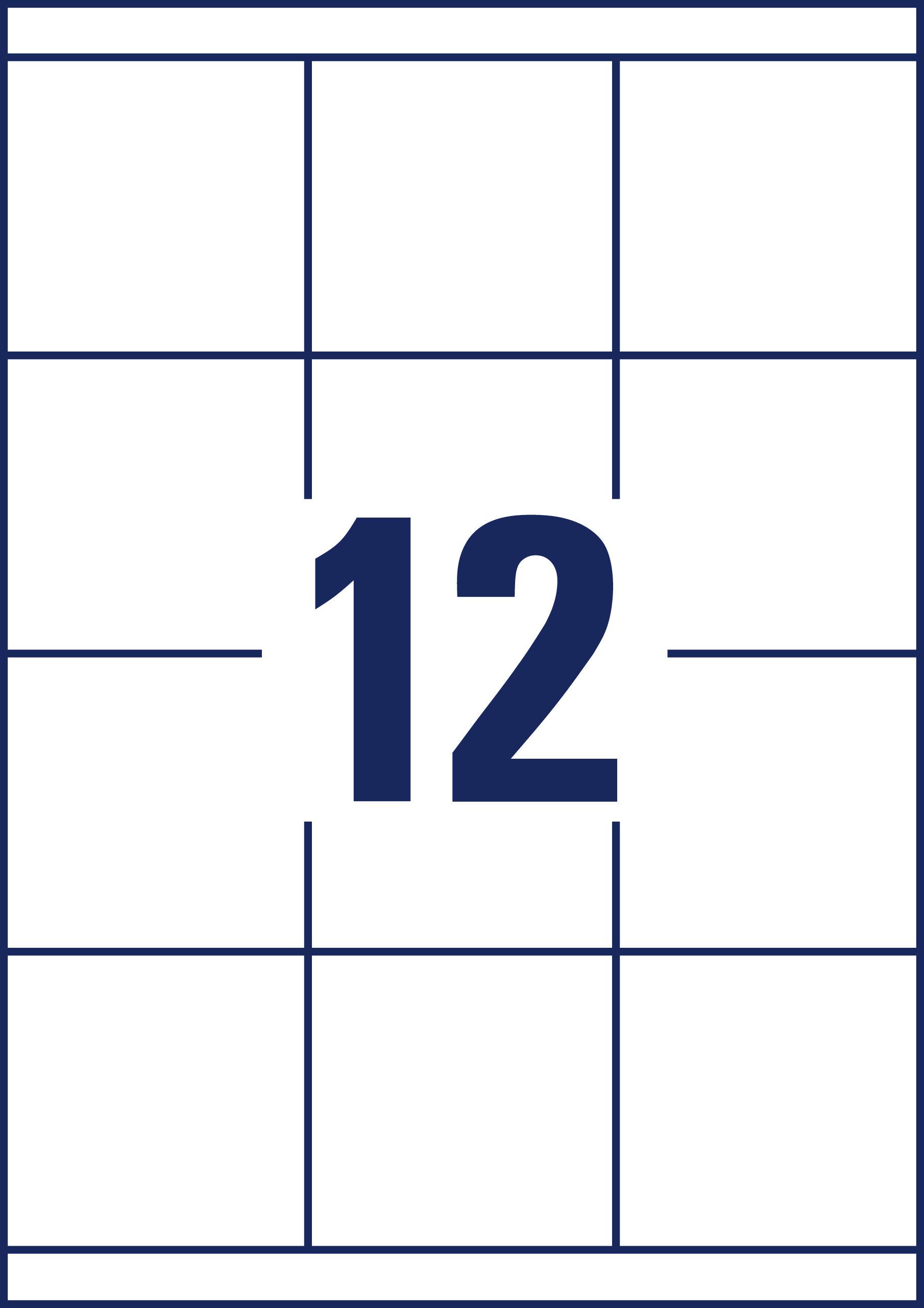The number '12' is large and centrally positioned on a grid that resembles a calendar page.