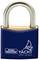A blue padlock with the inscription 'Burg Wächter Yacht', suitable for outdoor use, rust-resistant.