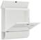 Open white letterbox with a flap and newspaper rack below, ready to receive post.