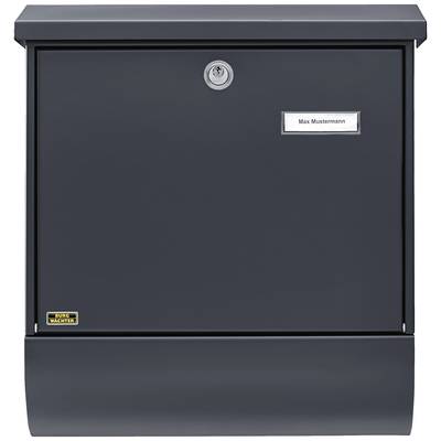 A black letterbox with a nameplate reading 'Max Mustermann' and a lock on the front.