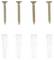 'Four metal screws and four white wall plugs, evenly arranged. Each set is designed for securing into solid materials.'