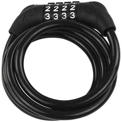 Black cable lock with a four-digit number combination, set to '2223', against a neutral background.