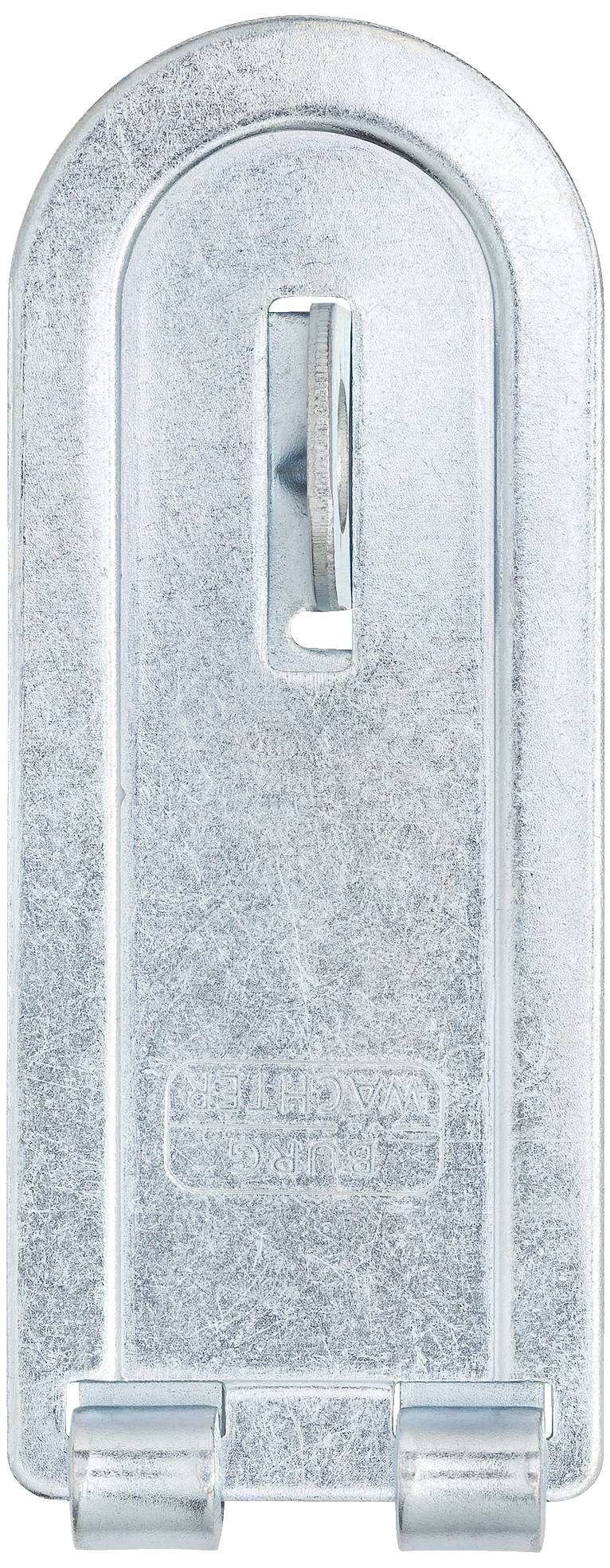 Silver-coloured metal padlock with a movable hinge and a round locking mechanism centrally positioned on the top surface.