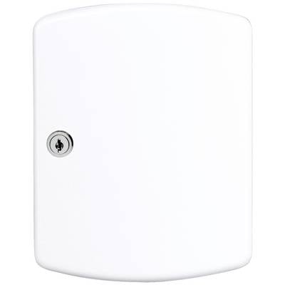 White, rectangular cover with a keyhole on the left side, against a white background.