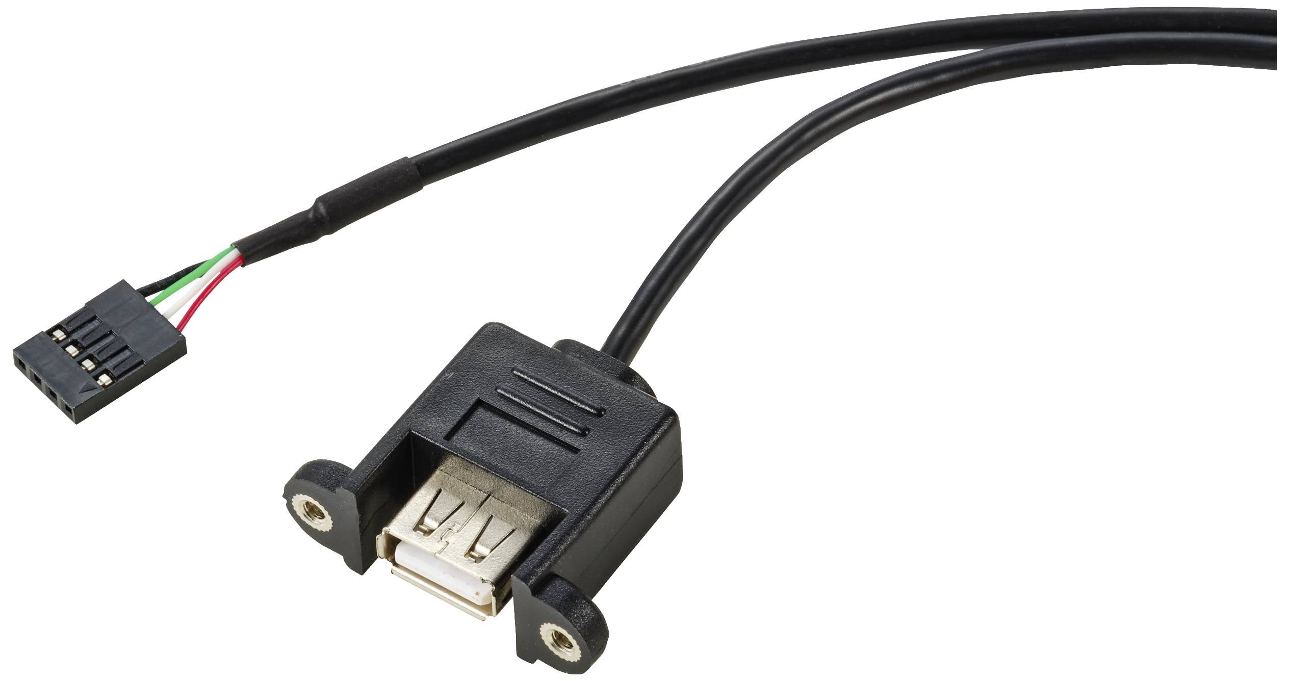 Renkforce USB cable USB 2.0 Pinheader 4-pin , USB-A socket 0.60 m Black screwable RF-5719748