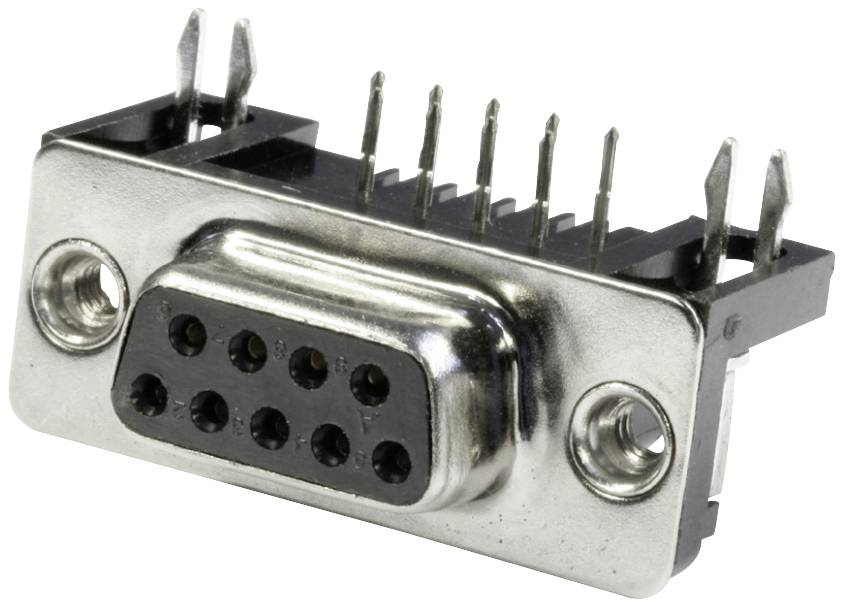 'D-Sub connector with 9 metal pins.'