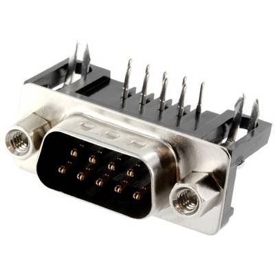 'D-Sub connector with nine pins and metal housing, commonly used for serial data connections.'