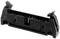Black connector with multiple golden contact pins, side mounting brackets, and holes for mounting on a printed circuit board.