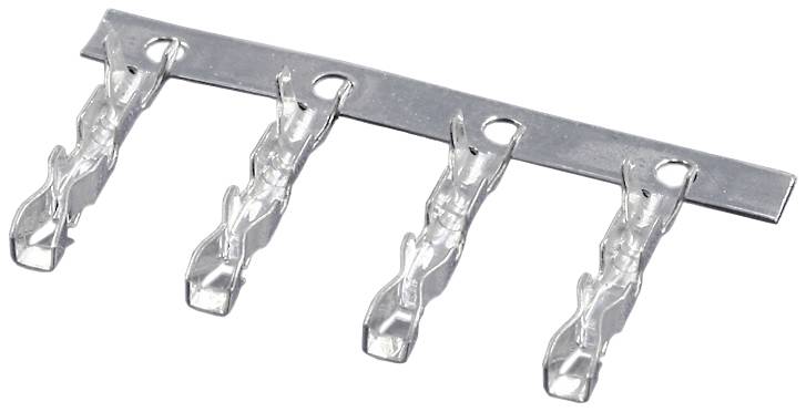 Four metallic clips are attached to a horizontal bar. They are transparent and made of plastic and metal.