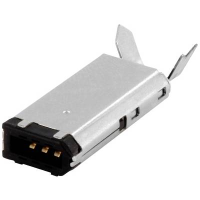 Plug for electronic devices with three copper pins and metal casing. Used for reliable connections in circuits.