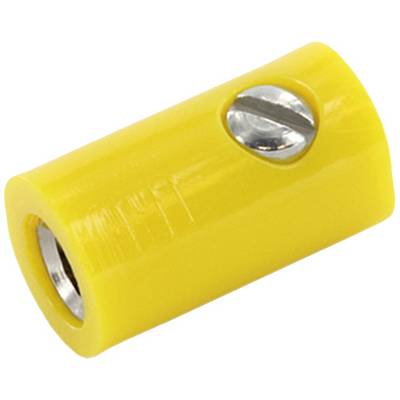 Yellow cable connector with screw connection for electrical connection of cables.
