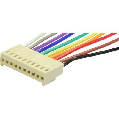 Electrical 10-pin connector with colourful cables in various colours, used for wiring and mounting purposes.