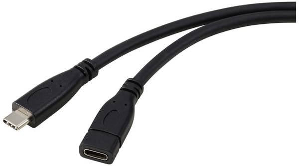Renkforce USB cable USB 3.2 1st Gen USB-C® plug, USB-C® socket 1.00 m Black RF-5720414