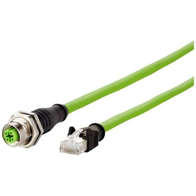Metz Connect 142M4D25050 M12 Network cable, patch cable CAT 5e S/UTP 5.00 m Green PUR coating, Acid-resistant, Ozone-res