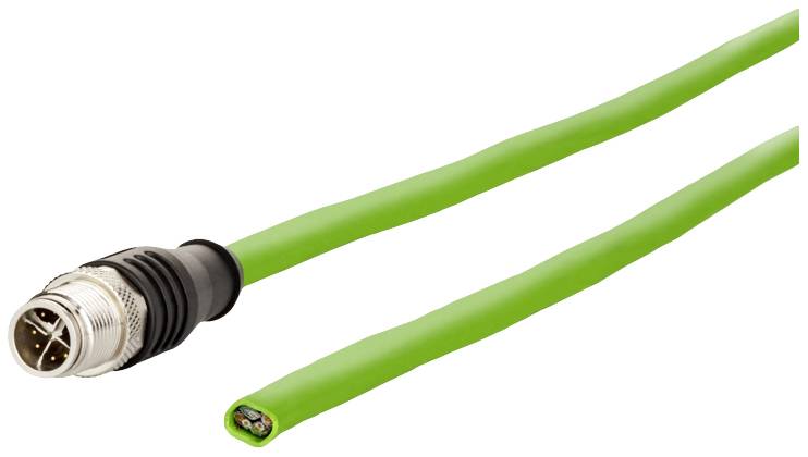 Metz Connect 142M2X10050 M12 Network cable, patch cable CAT 6A S/FTP 5.00 m Green PUR coating, Acid-resistant, Ozone-resistant, UV-resistant, Suitable for drag