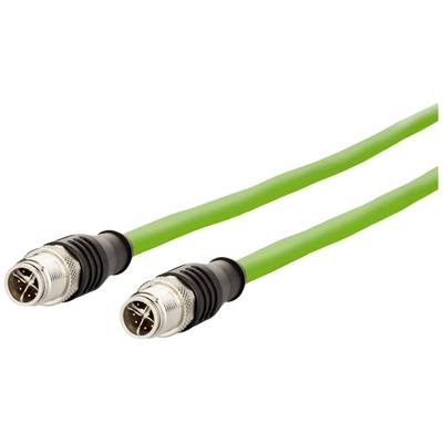 Metz Connect 142M2X11010 M12 Network cable, patch cable CAT 6A S/FTP 1.00 m Green PUR coating, Acid-resistant, Ozone-res