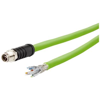Metz Connect 142M6X10050 M12 Network cable, patch cable CAT 6A SF/UTP 5.00 m Green PUR coating, Acid-resistant, Ozone-re