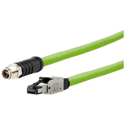 Metz Connect 142M6X18050 M12 Network cable, patch cable CAT 6A SF/UTP 5.00 m Green PUR coating, Acid-resistant, Ozone-re