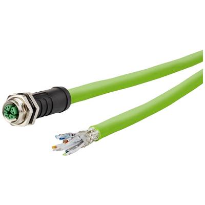 Metz Connect 142M7X20020 M12 Network cable, patch cable CAT 6A S/FTP 2.00 m Green PUR coating, Acid-resistant, Ozone-res