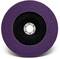 Lilac grinding disc for angle grinder on white background, textured surface, medium hole for attachment.