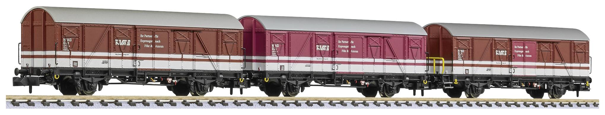 Image of Liliput L260153 N 3-piece set covered freight carriages of NVAG