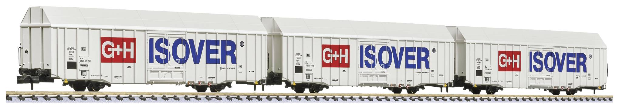 Liliput L260159 N 3pc set goods wagon Hbbks G+H ISOVER of DB AG