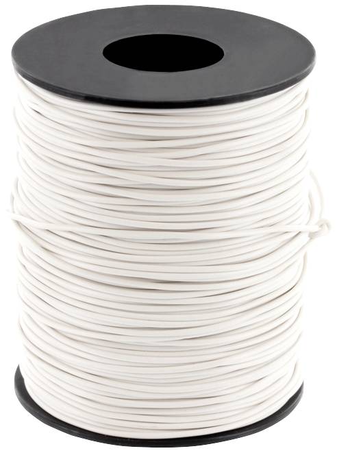 A reel with white wire on a black spool core, ready for use in electrical projects.