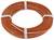A reel with an orange cable, neatly wound and secured with white ties.