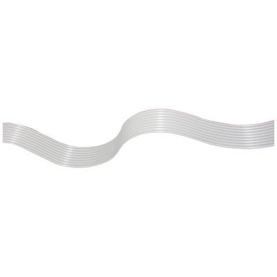 White, wavy plastic tube on a white background, possibly a flexible hose for cabling or for liquids.