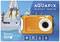 'Product photo of the Aquapix W3027 wave Camera in Orange. Waterproof up to 3 metres, 5MP sensor, 30MP resolution, 2.7-inch display, 4x zoom.'