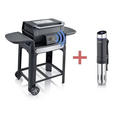 Image of Severin eBBQ PG 8139 SEVO SMART CONTROL GTS + SV 2451 Sous Vide Stick Standing BBQ, BBQ trolley, Electric Electric grill Stainless steel, Black