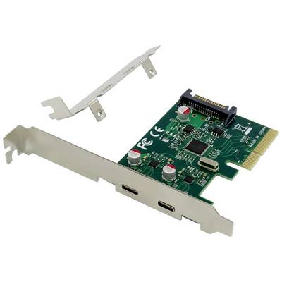 PCIe card with USB-C ports and metal mounting brackets. Ideal for expanding computers with additional USB-C ports.