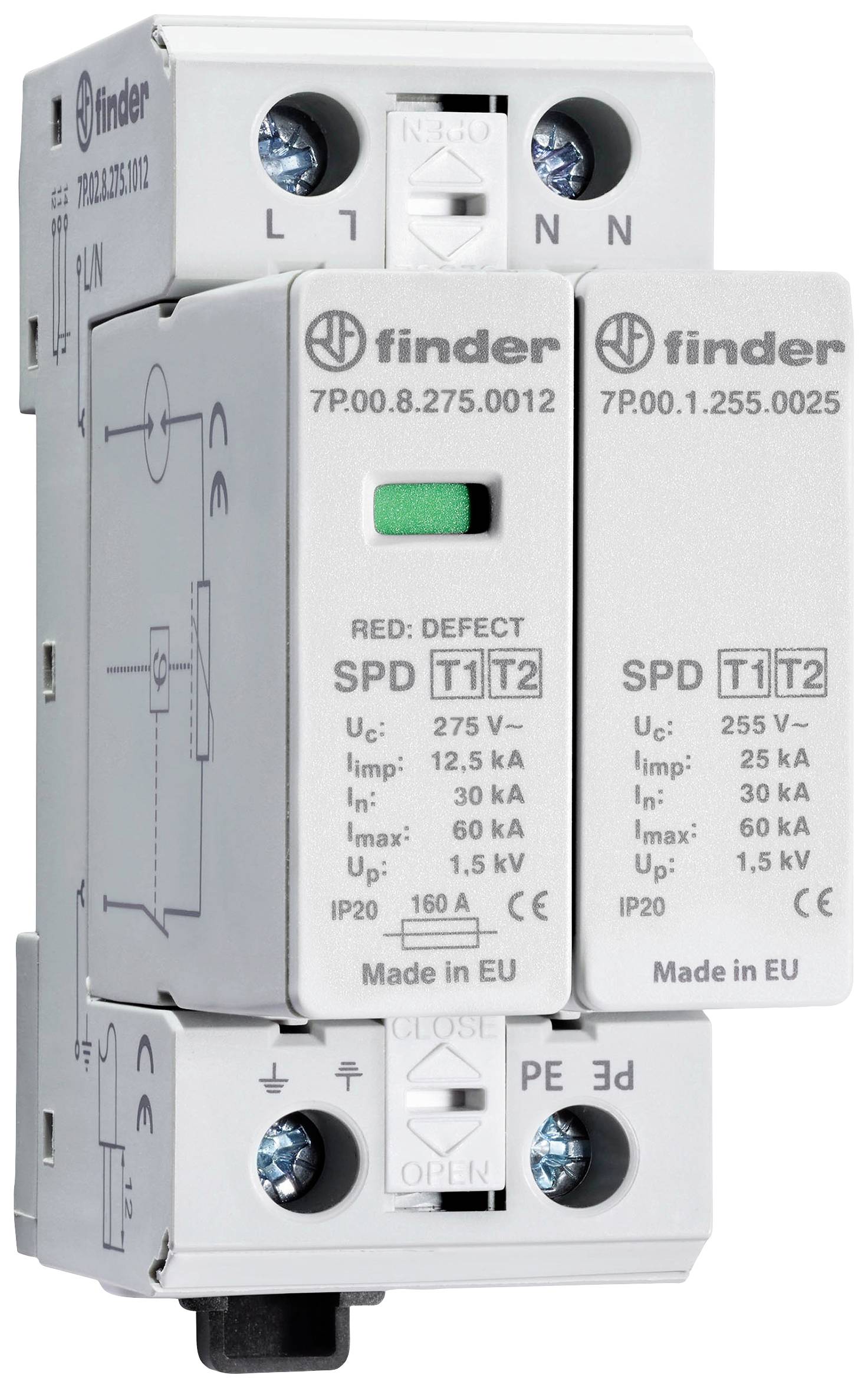 Finder 7P.02.8.275.1012 7P.02.8.275.1012 Surge arrester 60 kA 1 pc(s ...