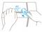 Illustration shows how to safely open a package with a craft knife at a 45-degree angle.